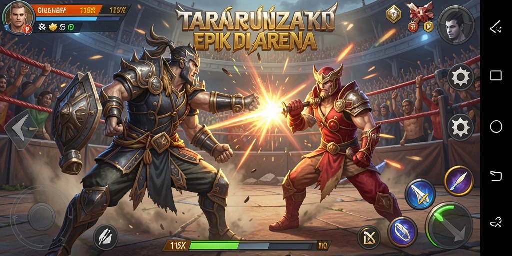 Tangkapan layar dari pertarungan mendebarkan dalam 116X yang menunjukkan gameplay Fighting yang intens.