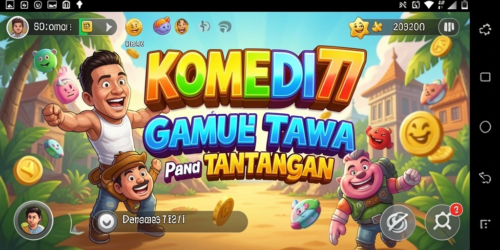 Tampilan gameplay lucu dan penuh tantangan di KOMEDI77.
