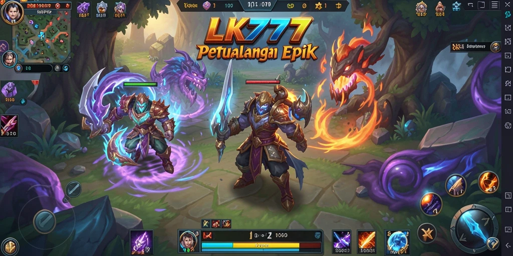 Screenshot gameplay LK777 menunjukkan pertarungan seru di dunia MMORPG.