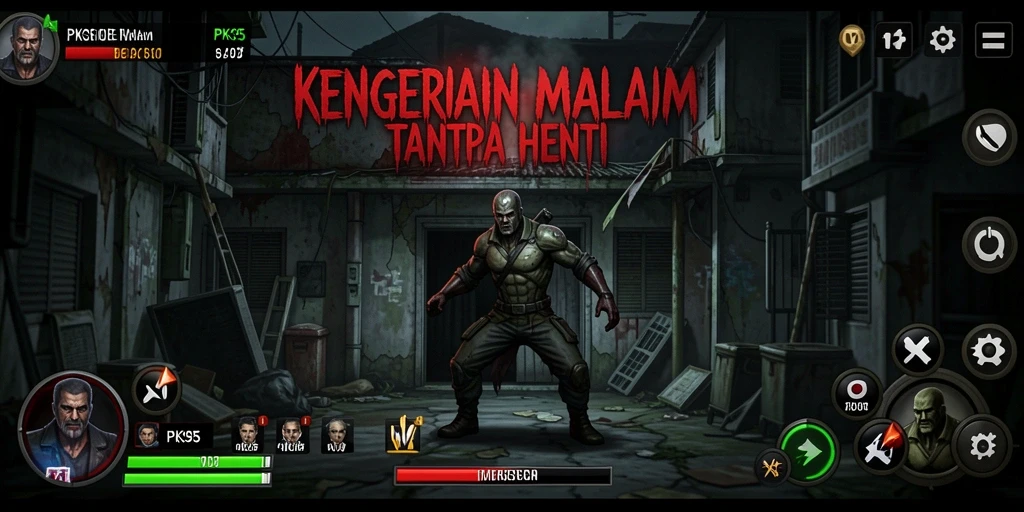 Screenshot gameplay <strong>PK95</strong> yang menampilkan suasana Horror yang mencekam.