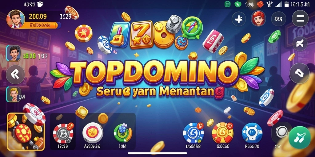 Tampilan gameplay seru di TOPDOMINO dengan pemain yang bersaing.